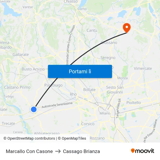 Marcallo Con Casone to Cassago Brianza map