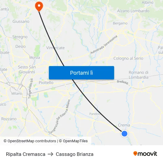 Ripalta Cremasca to Cassago Brianza map