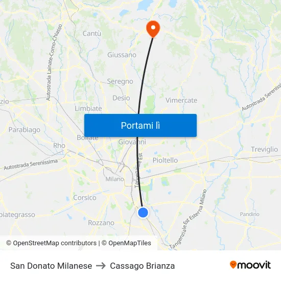 San Donato Milanese to Cassago Brianza map