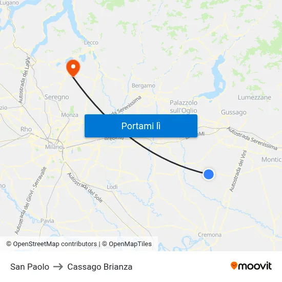 San Paolo to Cassago Brianza map