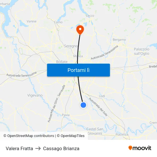 Valera Fratta to Cassago Brianza map