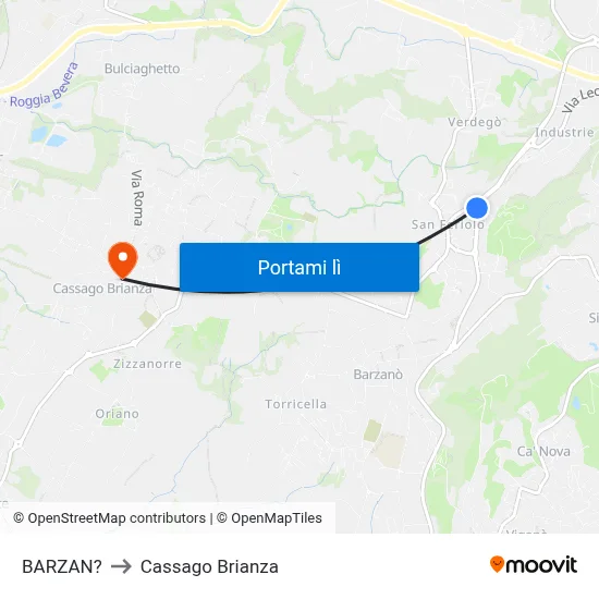BARZAN? to Cassago Brianza map