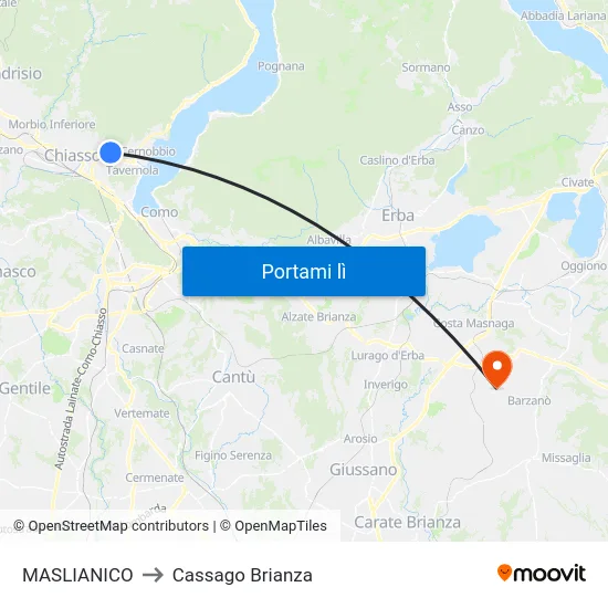 MASLIANICO to Cassago Brianza map