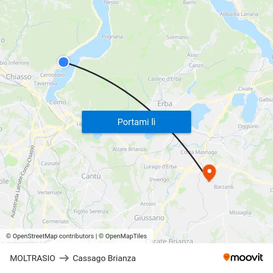 MOLTRASIO to Cassago Brianza map