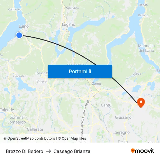 Brezzo Di Bedero to Cassago Brianza map