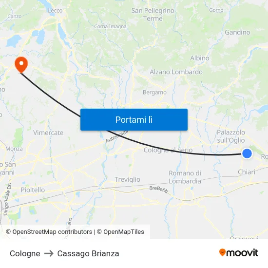 Cologne to Cassago Brianza map