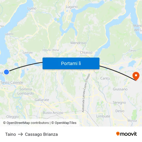 Taino to Cassago Brianza map
