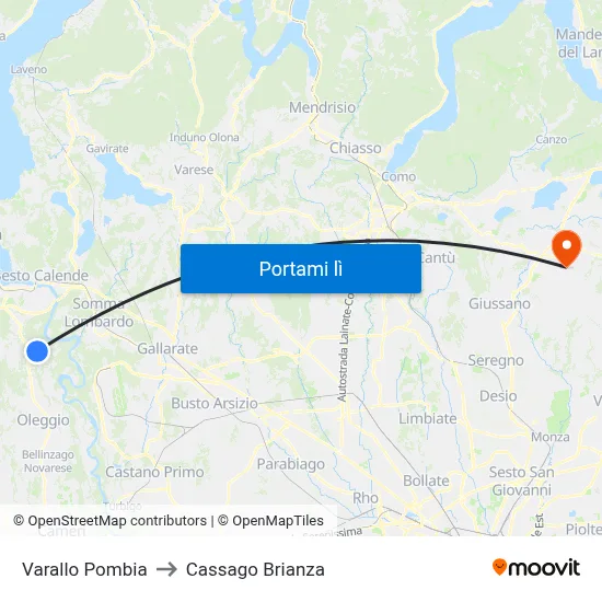 Varallo Pombia to Cassago Brianza map