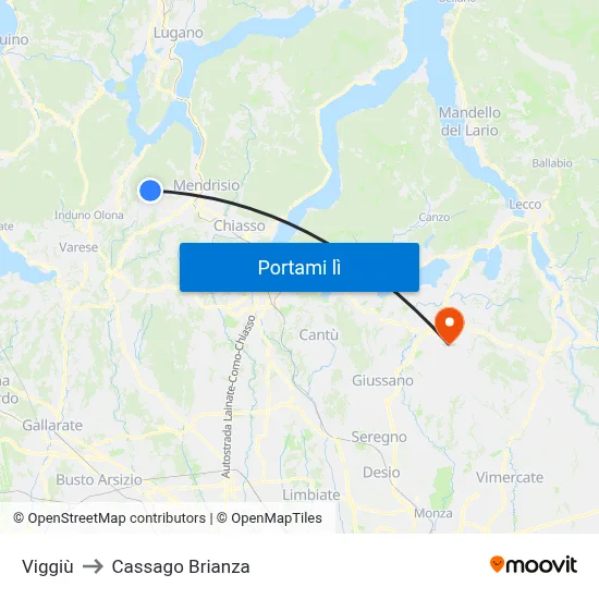 Viggiù to Cassago Brianza map