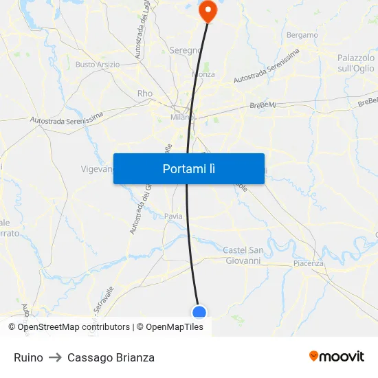 Ruino to Cassago Brianza map