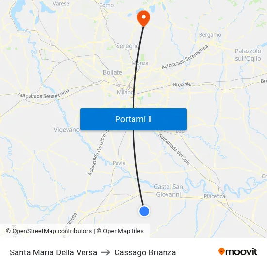 Santa Maria Della Versa to Cassago Brianza map