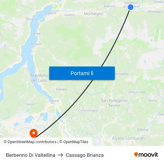 Berbenno Di Valtellina to Cassago Brianza map