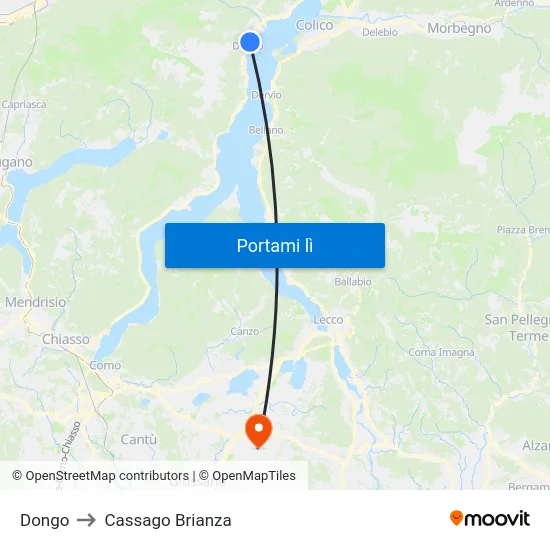 Dongo to Cassago Brianza map