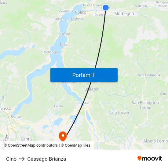 Cino to Cassago Brianza map