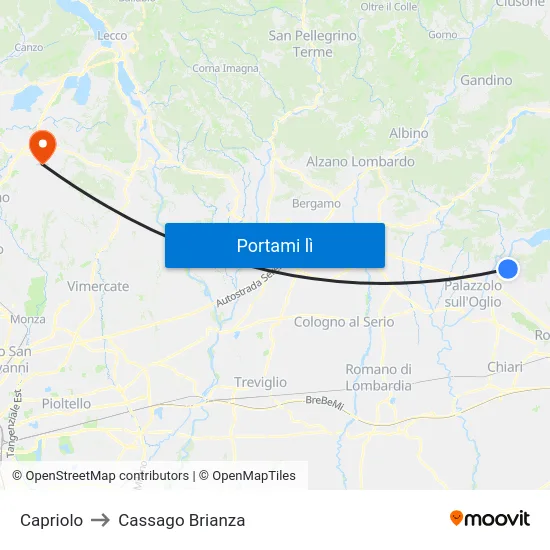 Capriolo to Cassago Brianza map
