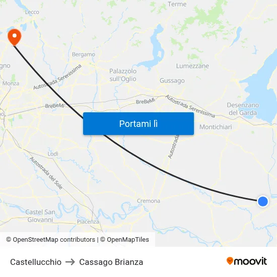 Castellucchio to Cassago Brianza map