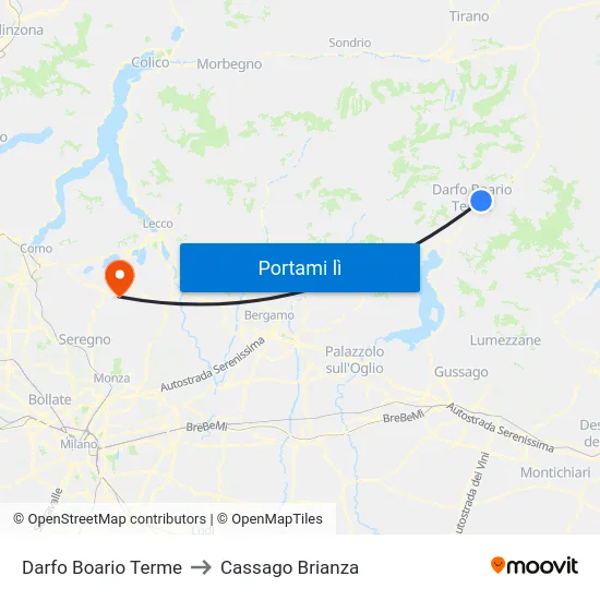 Darfo Boario Terme to Cassago Brianza map