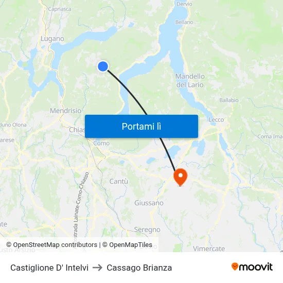Castiglione D' Intelvi to Cassago Brianza map