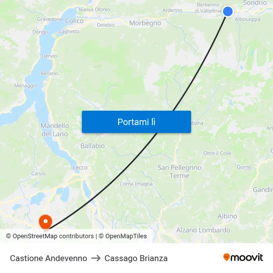 Castione Andevenno to Cassago Brianza map
