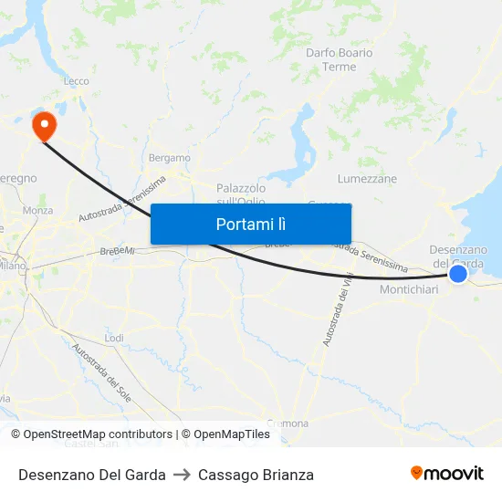 Desenzano Del Garda to Cassago Brianza map