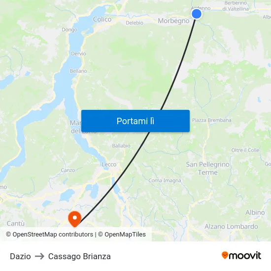 Dazio to Cassago Brianza map