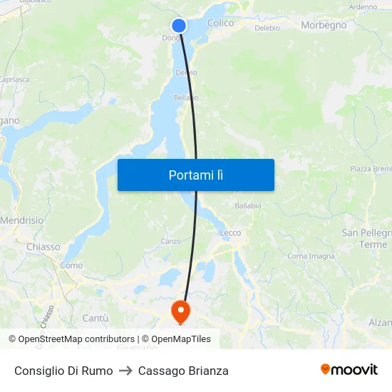 Consiglio Di Rumo to Cassago Brianza map
