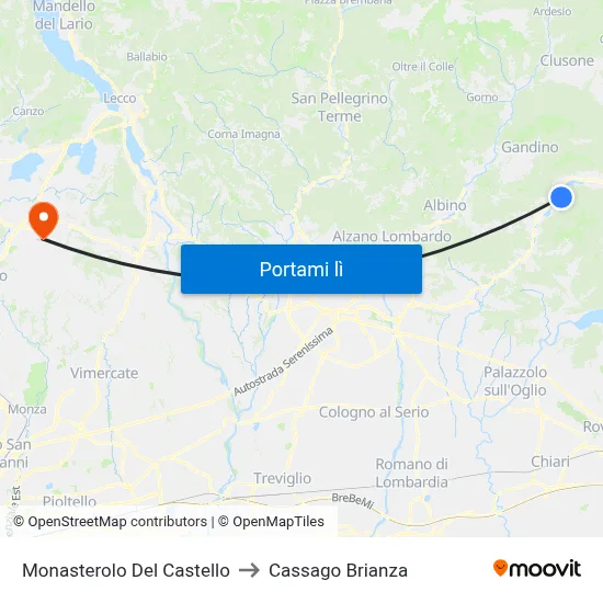 Monasterolo Del Castello to Cassago Brianza map