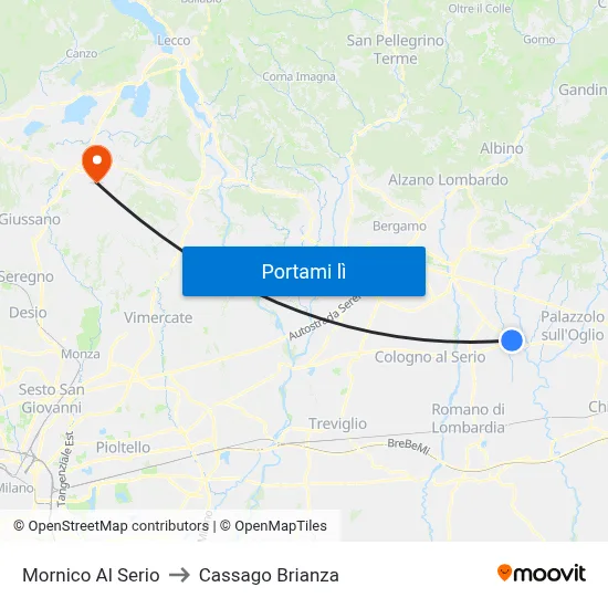 Mornico Al Serio to Cassago Brianza map