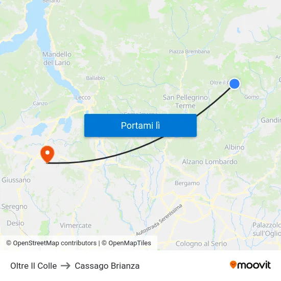 Oltre Il Colle to Cassago Brianza map