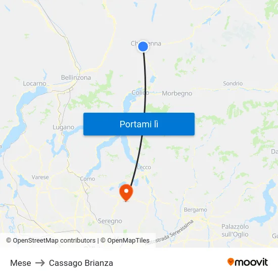 Mese to Cassago Brianza map