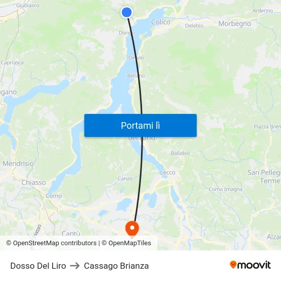 Dosso Del Liro to Cassago Brianza map