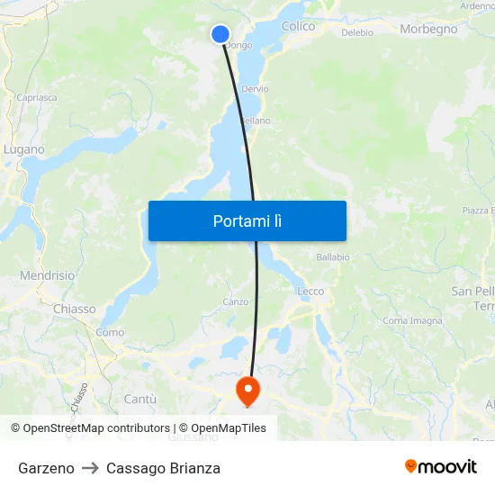 Garzeno to Cassago Brianza map