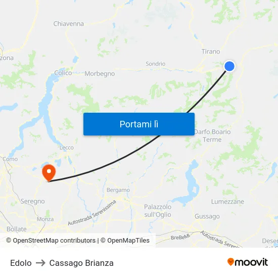 Edolo to Cassago Brianza map