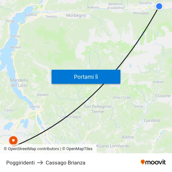 Poggiridenti to Cassago Brianza map