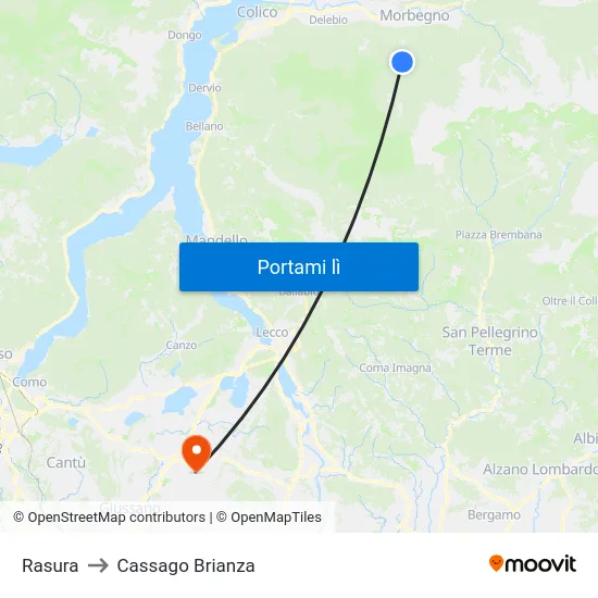 Rasura to Cassago Brianza map