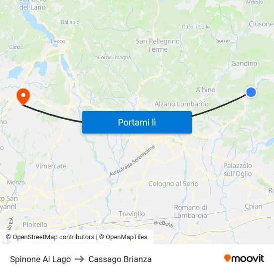 Spinone Al Lago to Cassago Brianza map