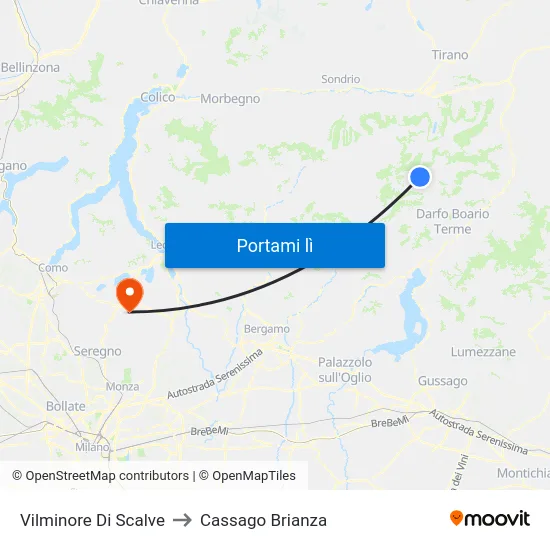 Vilminore Di Scalve to Cassago Brianza map