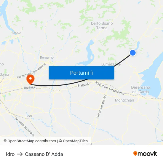 Idro to Cassano D' Adda map