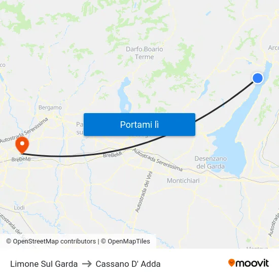 Limone Sul Garda to Cassano D' Adda map