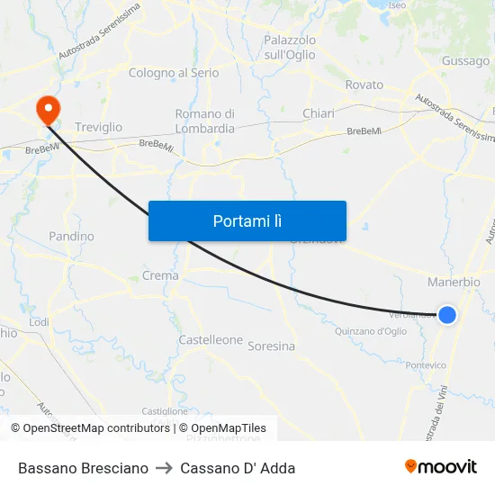 Bassano Bresciano to Cassano D' Adda map