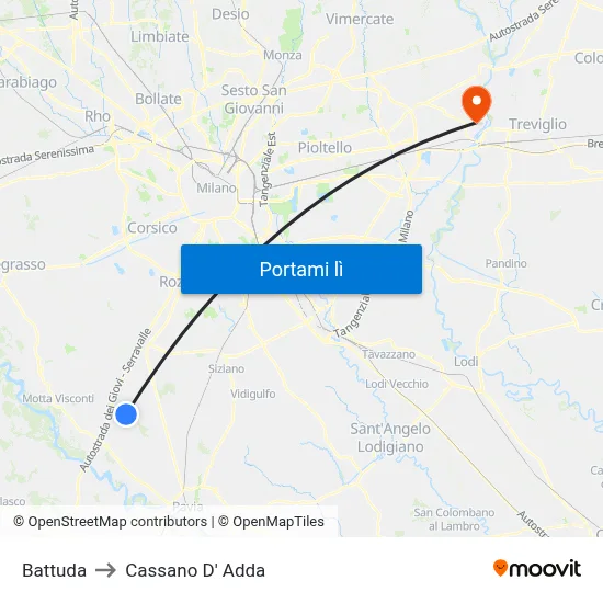 Battuda to Cassano D' Adda map