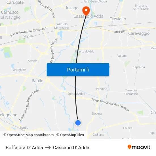 Boffalora D' Adda to Cassano D' Adda map