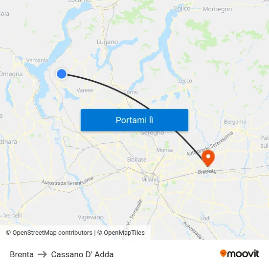 Brenta to Cassano D' Adda map