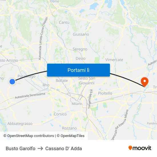 Busto Garolfo to Cassano D' Adda map