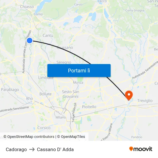Cadorago to Cassano D' Adda map