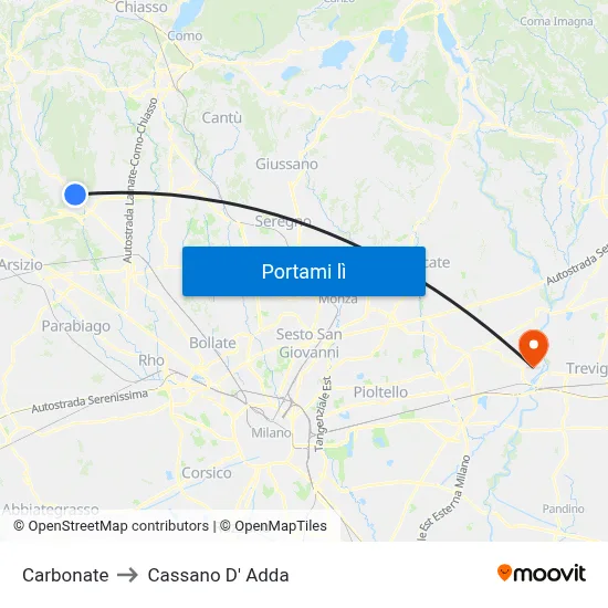 Carbonate to Cassano D' Adda map