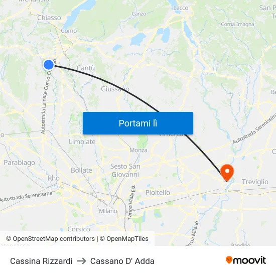 Cassina Rizzardi to Cassano D' Adda map