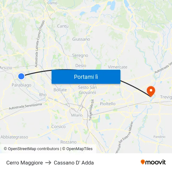 Cerro Maggiore to Cassano D' Adda map