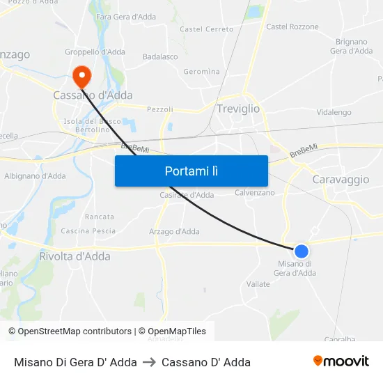 Misano Di Gera D' Adda to Cassano D' Adda map