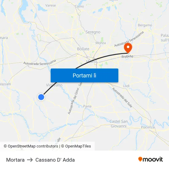 Mortara to Cassano D' Adda map